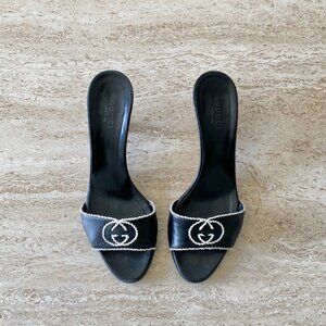 Vintage Gucci Constrast Sitch GG Sandal Mule Heels